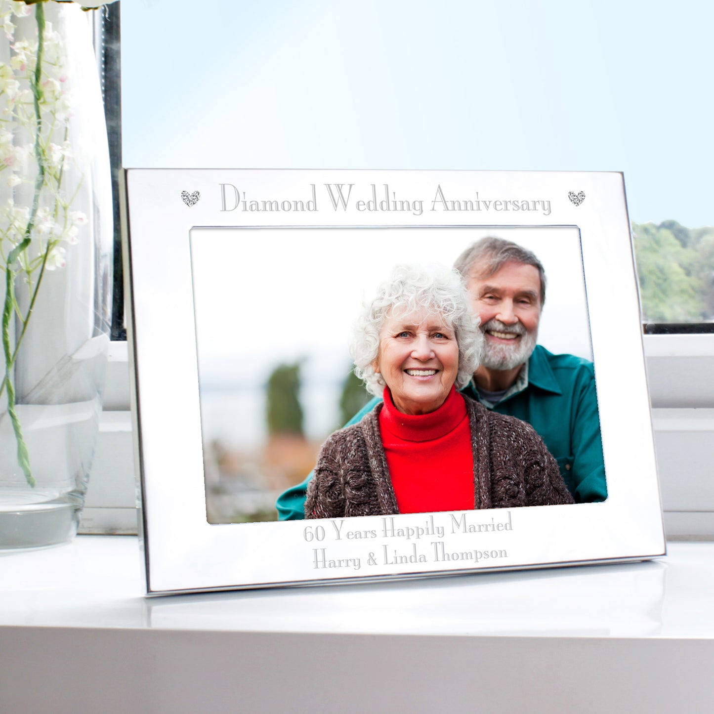 Personalised Diamond Anniversary 5x7 Landscape Photo Frame - MK&JD Gifts
