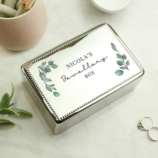 Personalised Botanical Rectangular Jewellery Box - MK&JD Gifts