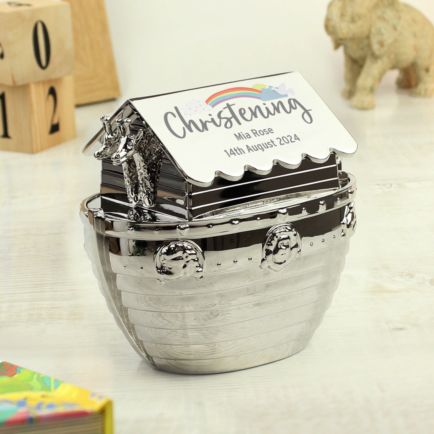 Personalised Christening Noahs Ark Money Box - MK&JD Gifts