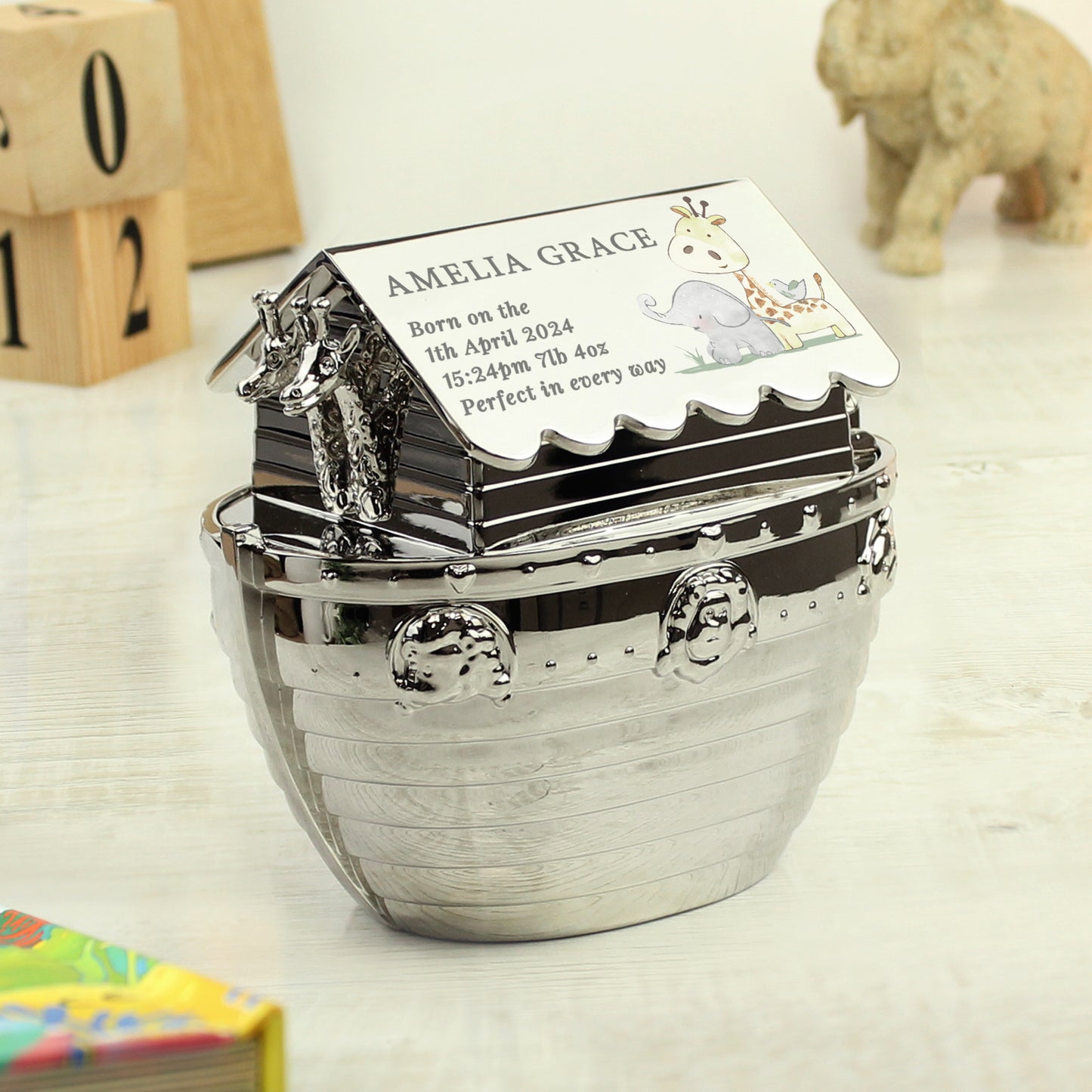 Personalised Hessian Friends Noahs Ark Money Box - MK&JD Gifts