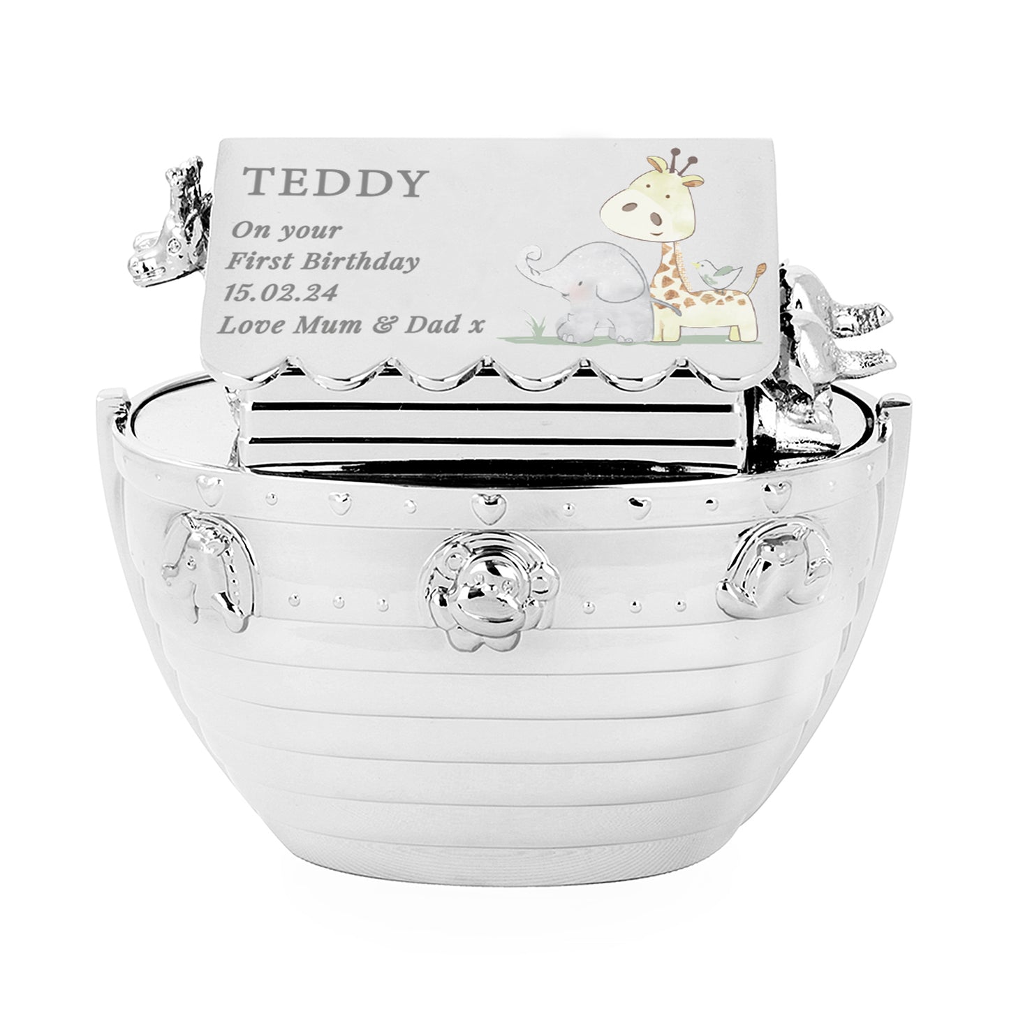 Personalised Hessian Friends Noahs Ark Money Box - MK&JD Gifts