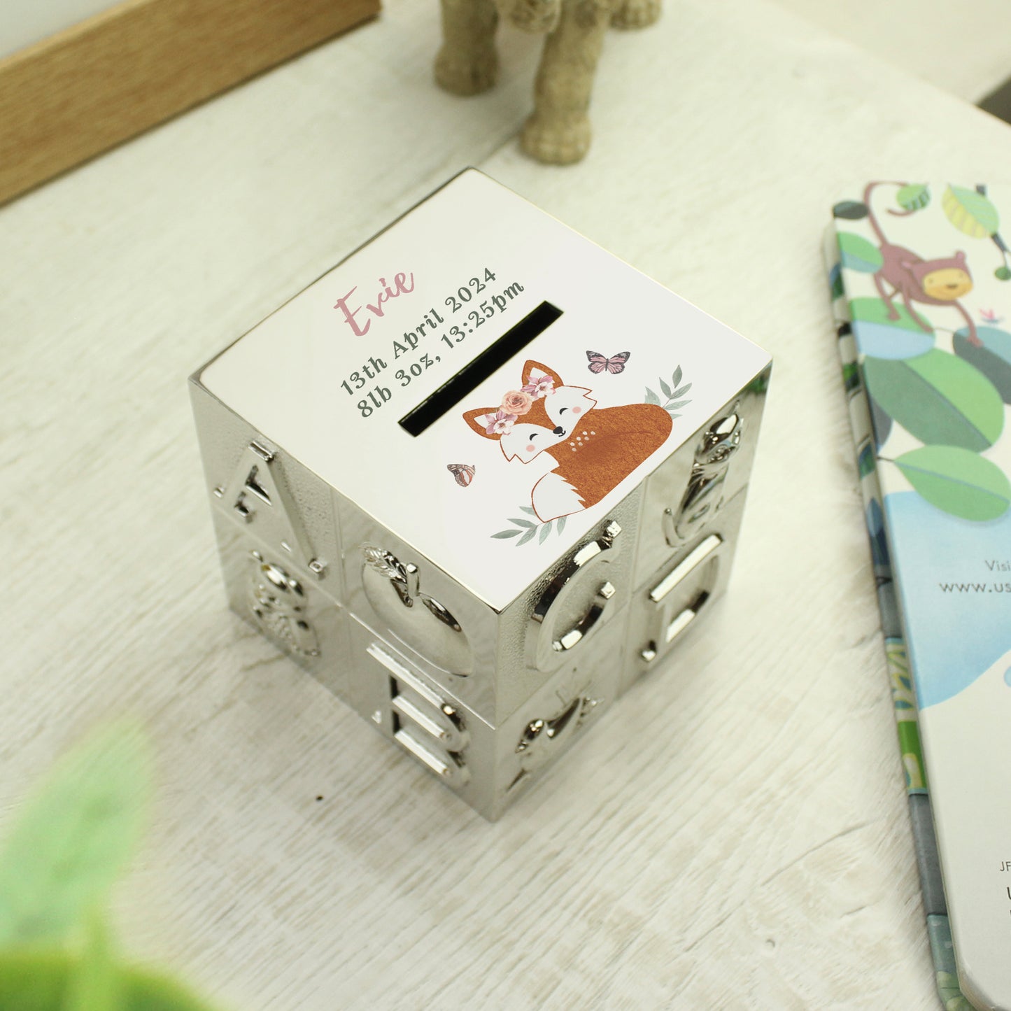 Personalised Woodland Fox ABC Money Box - MK&JD Gifts