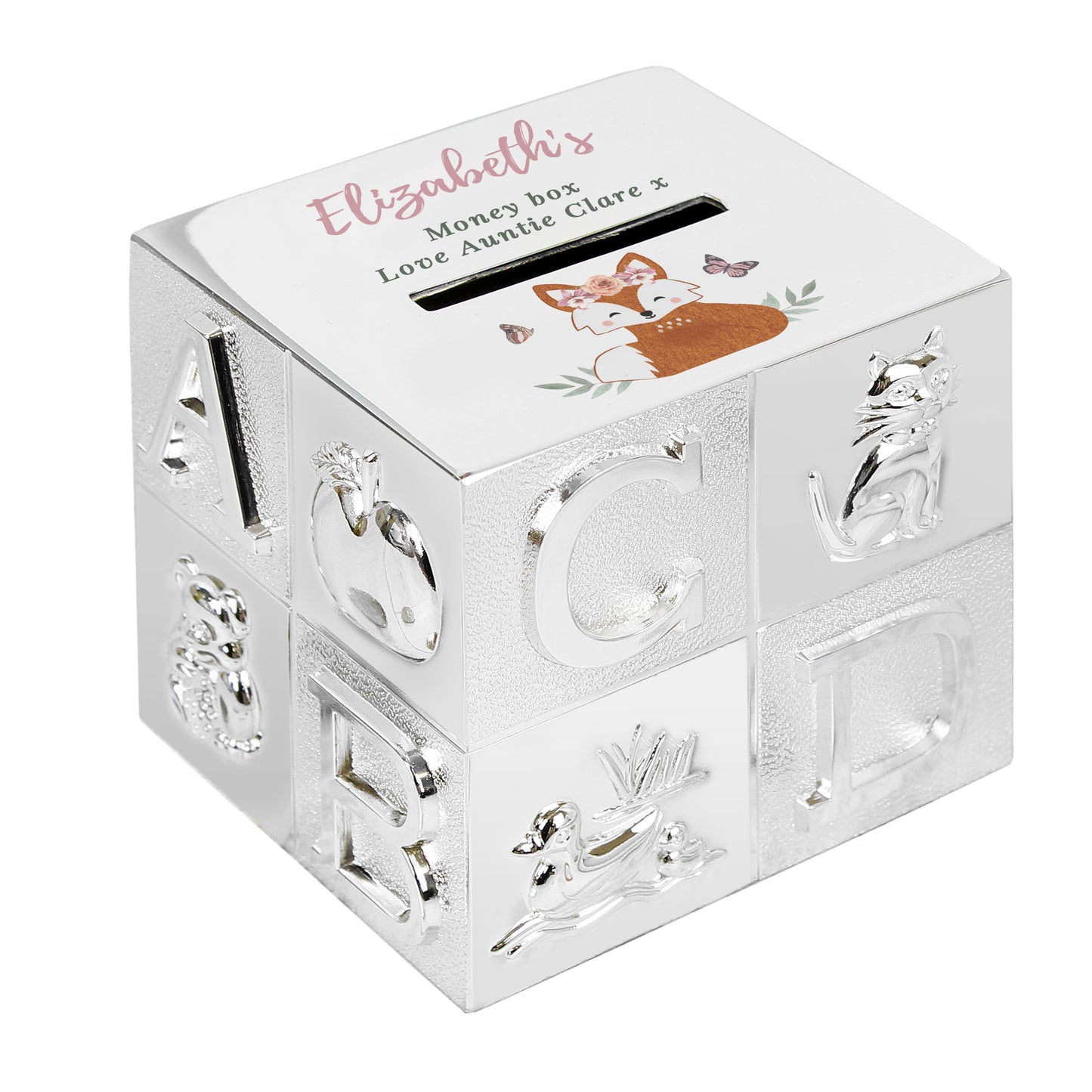 Personalised Woodland Fox ABC Money Box - MK&JD Gifts