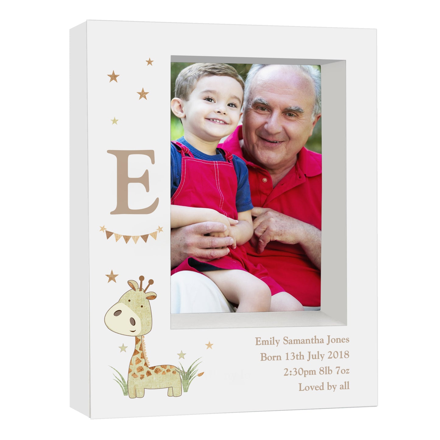 Personalised Hessian Giraffe 5x7 Box Photo Frame - MK&JD Gifts