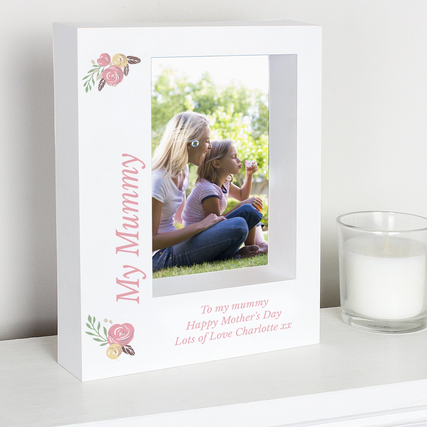 Personalised Floral 5x7 Box Photo Frame - MK&JD Gifts