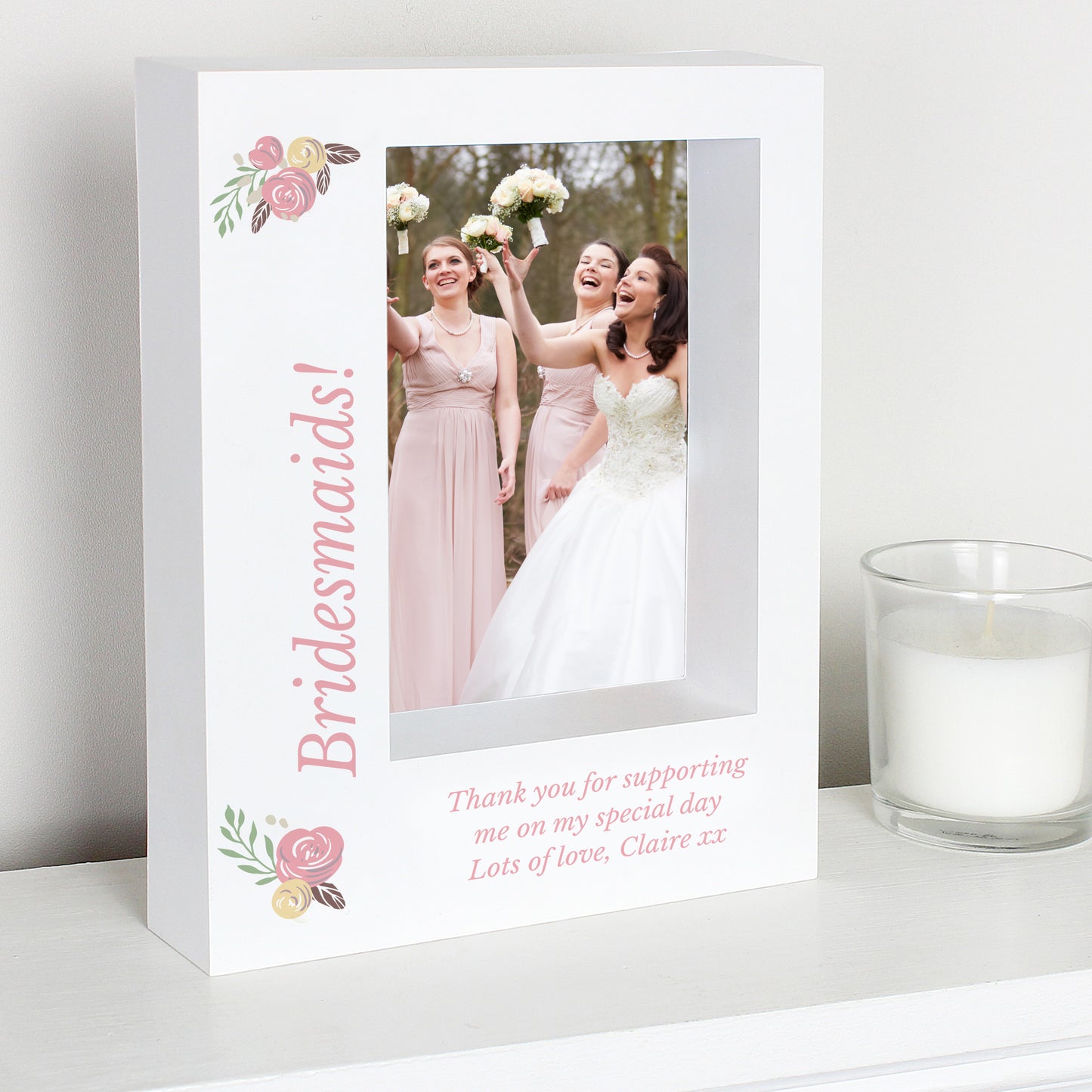 Personalised Floral 5x7 Box Photo Frame - MK&JD Gifts