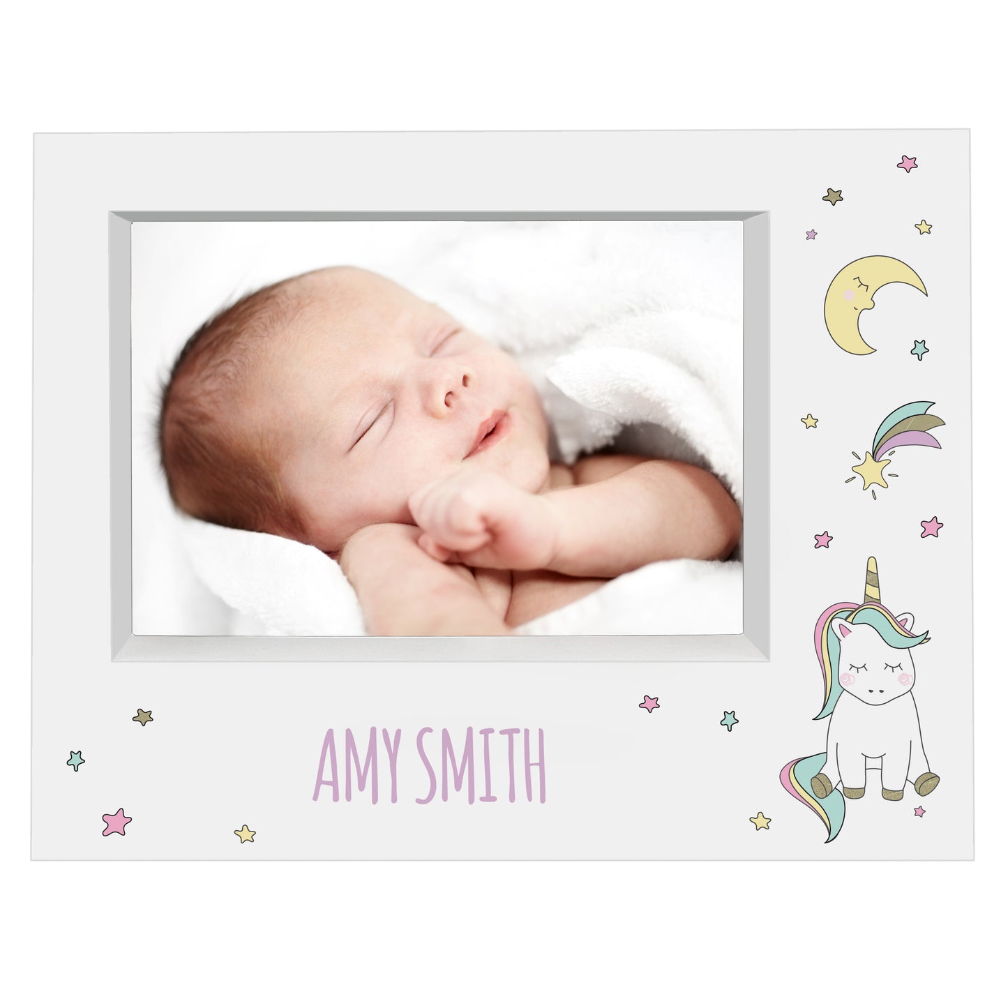 Personalised Baby Unicorn 5x7 Landscape Box Photo Frame - MK&JD Gifts