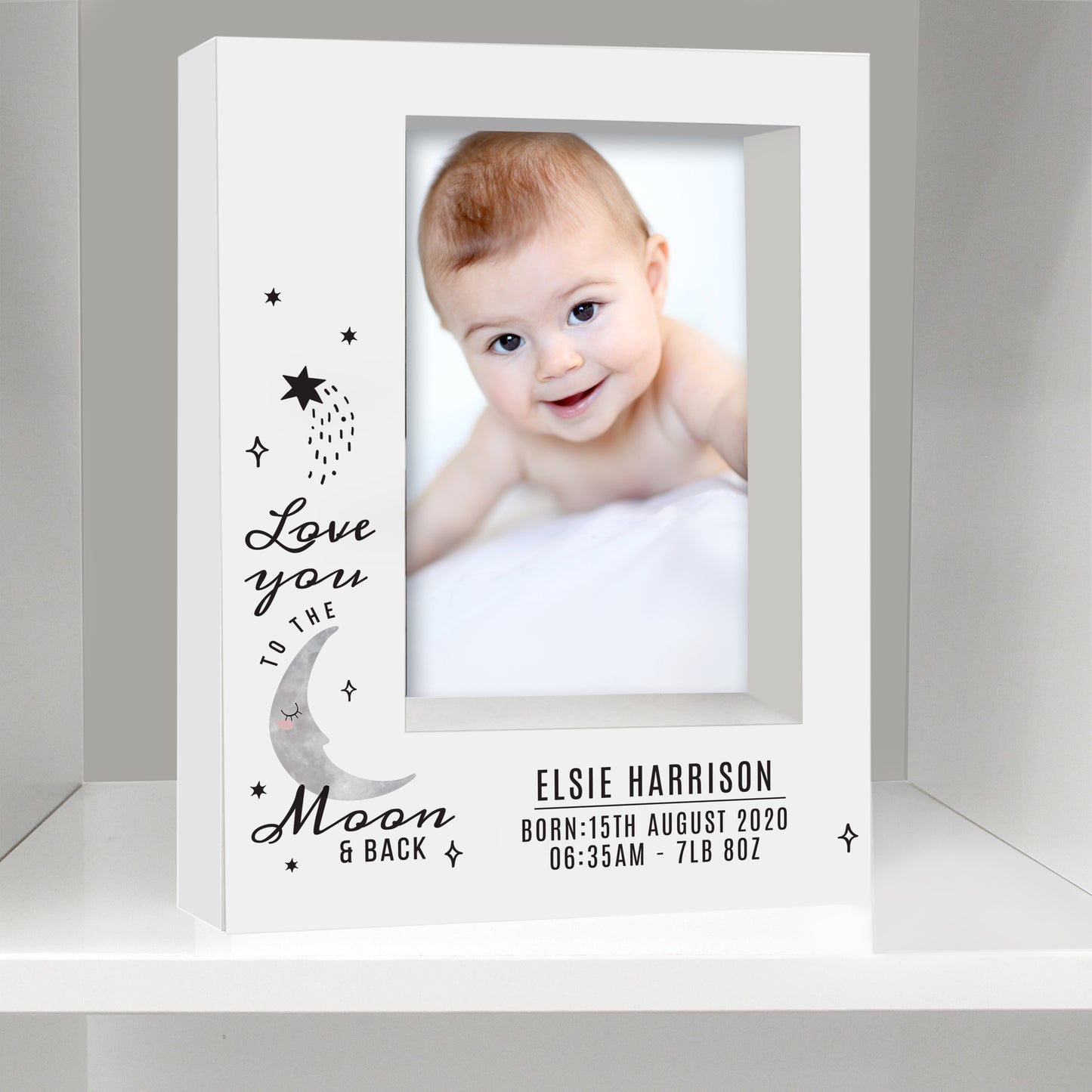 Personalised Baby To The Moon and Back 5x7 Box Photo Frame - MK&JD Gifts