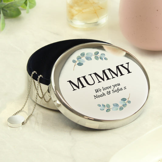 Personalised Botanical Round Trinket Box - MK&JD Gifts