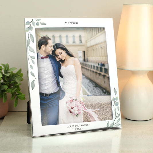 Personalised Botanical 10x8 Silver Photo Frame - MK&JD Gifts