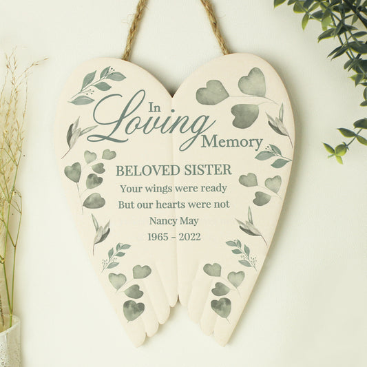 Personalised Botanical In Loving Memory Ceramic Wings - MK&JD Gifts