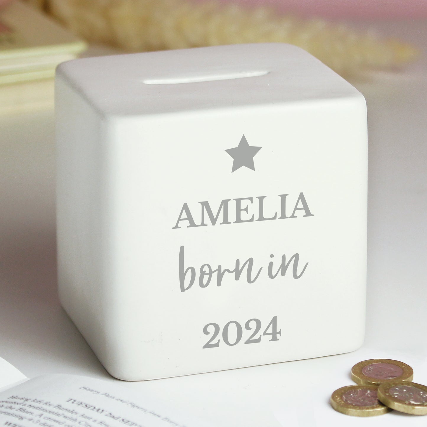 Personalised Born in Money Box - MK&JD Gifts