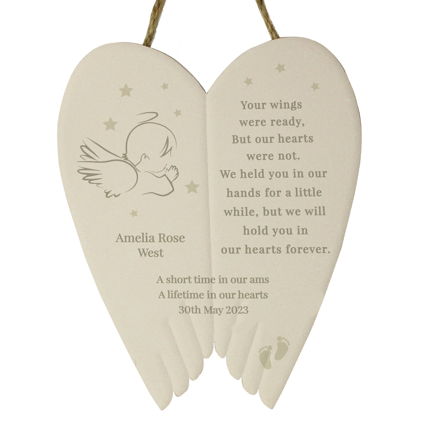 Personalised Little Angel Ceramic Wings - MK&JD Gifts