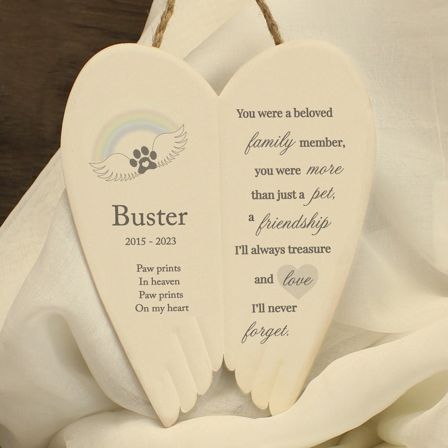 Personalised Pet Memorial Ceramic Wings - MK&JD Gifts