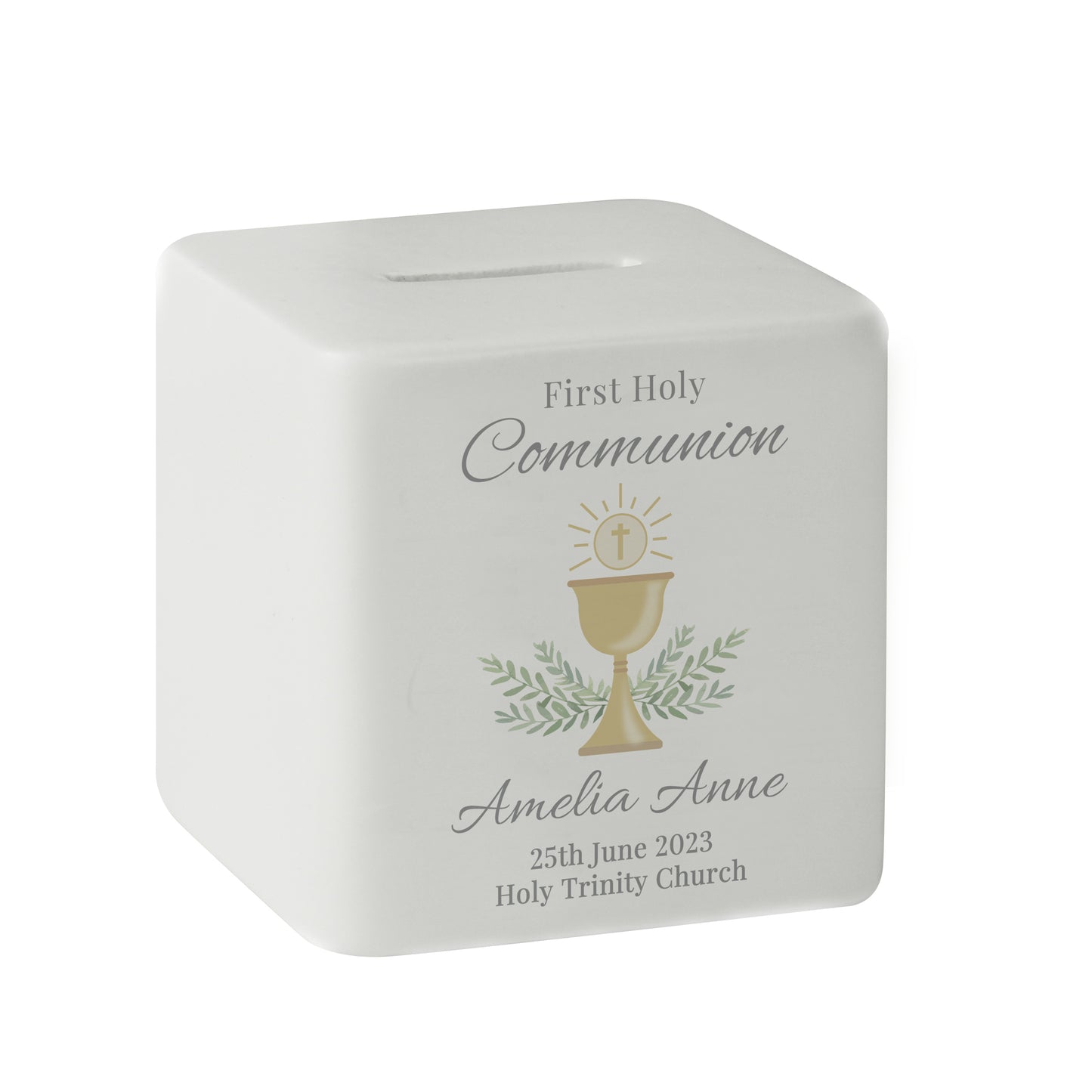 Personalised First Holy Communion Ceramic Square Money Box - MK&JD Gifts