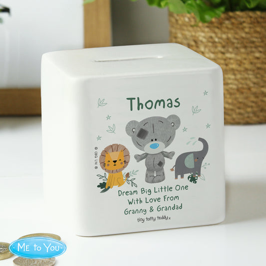 Personalised Tiny Tatty Teddy Jungle Animals Money Box - MK&JD Gifts