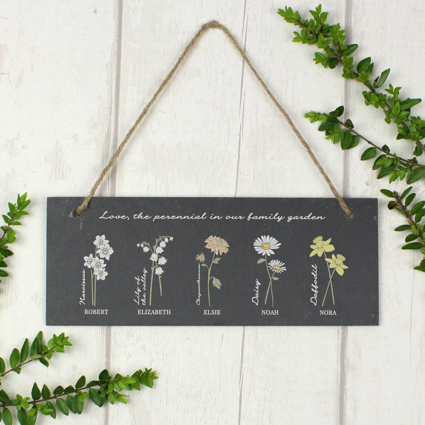 Personalised Flower of the Month Hanging Slate Plaque - MK&JD Gifts