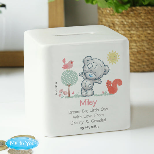 Personalised Tiny Tatty Teddy Woodland Animal Money Box - MK&JD Gifts