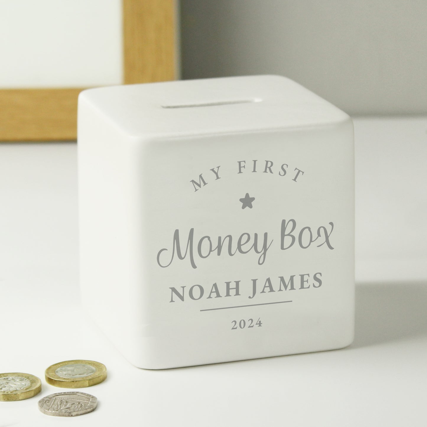 Personalised My First Ceramic Square Money Box - MK&JD Gifts