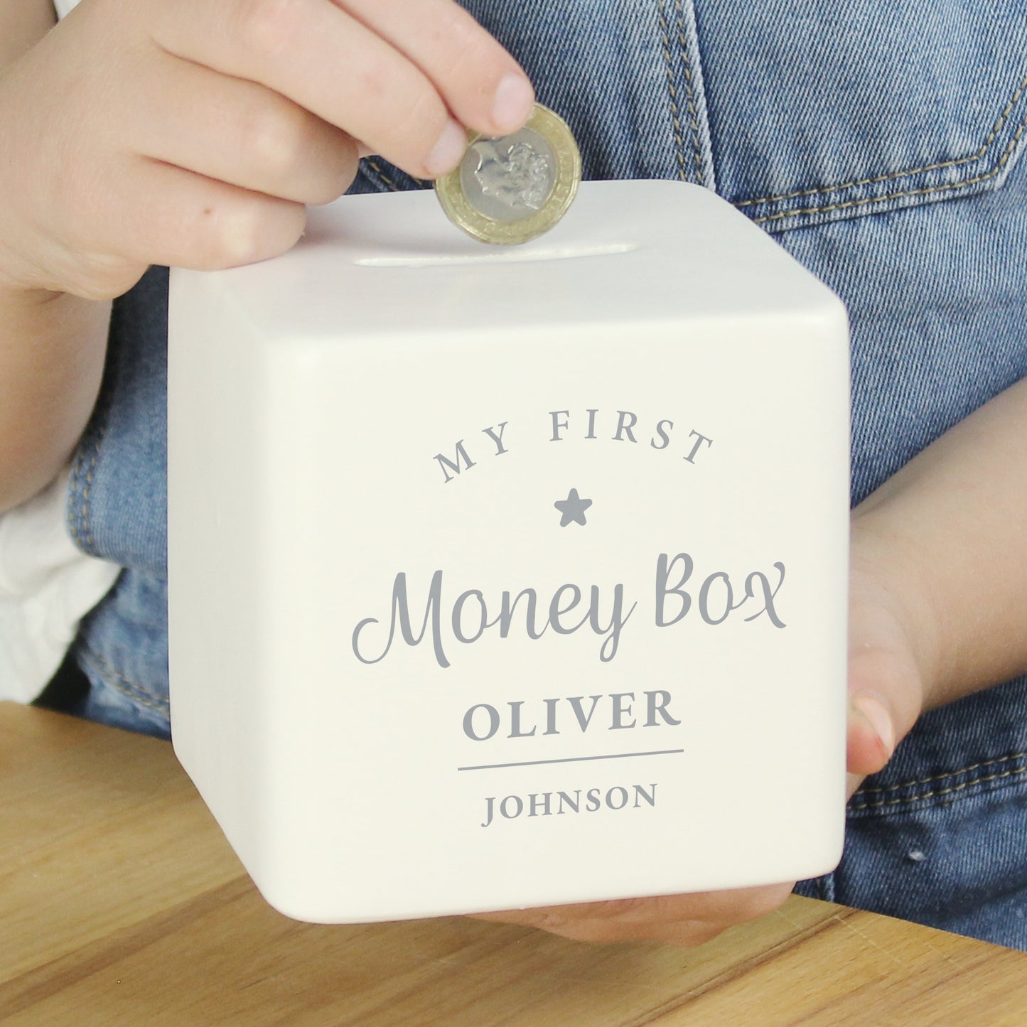 Personalised My First Ceramic Square Money Box - MK&JD Gifts