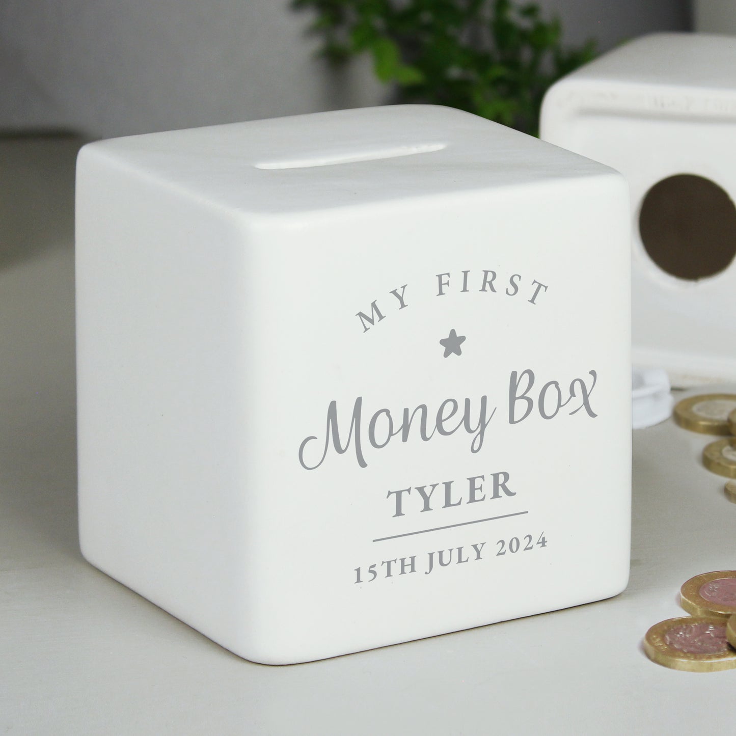 Personalised My First Ceramic Square Money Box - MK&JD Gifts