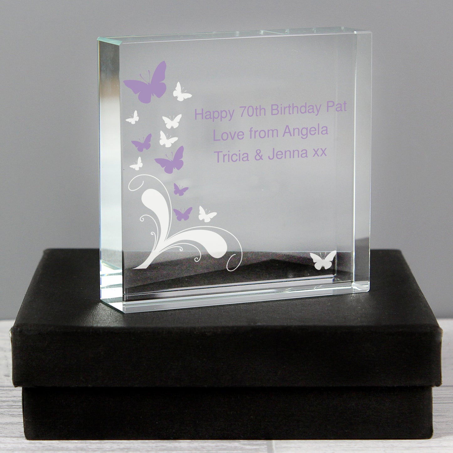 Personalised Butterflies Crystal Token - MK&JD Gifts