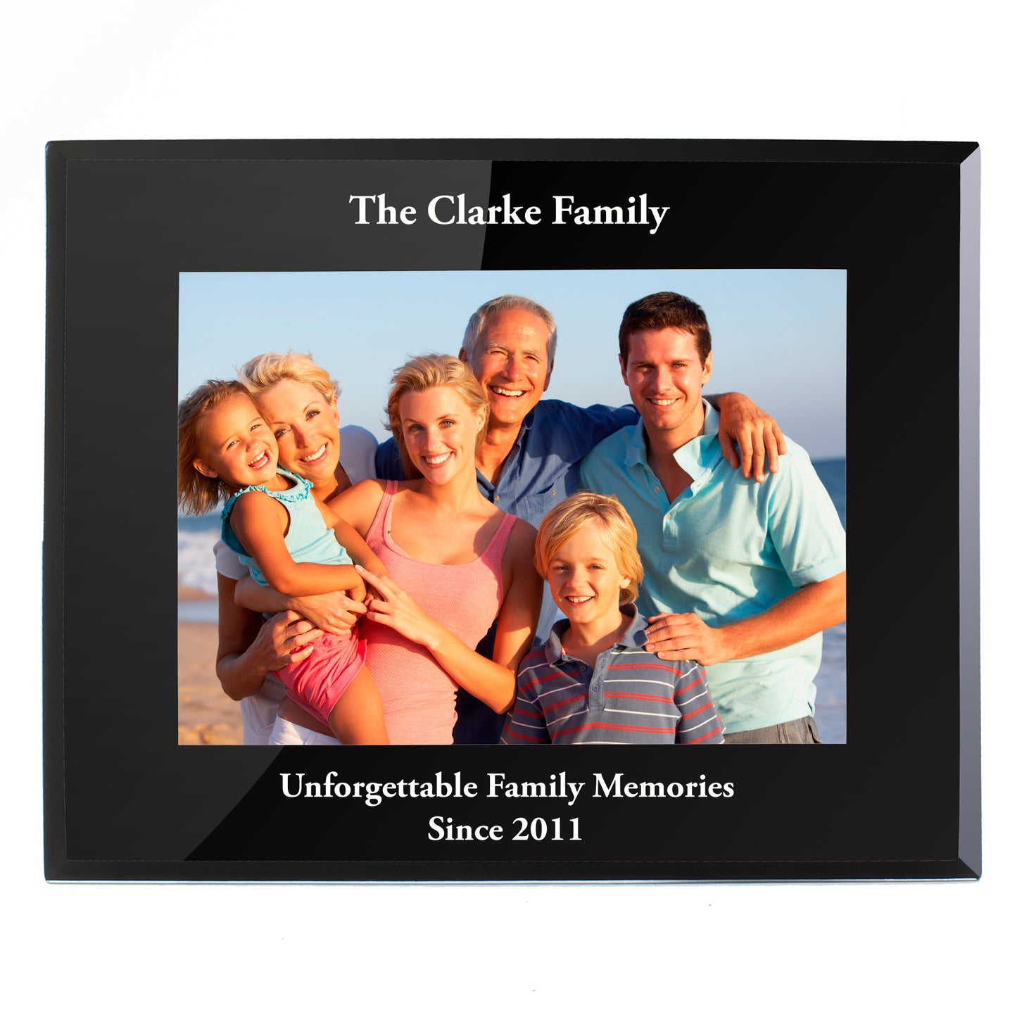 Personalised 5x7 Landscape Black Glass Photo Frame - MK&JD Gifts