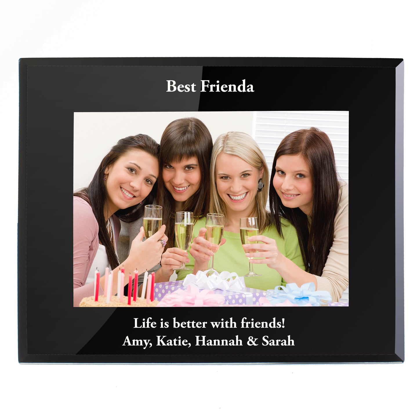 Personalised 5x7 Landscape Black Glass Photo Frame - MK&JD Gifts