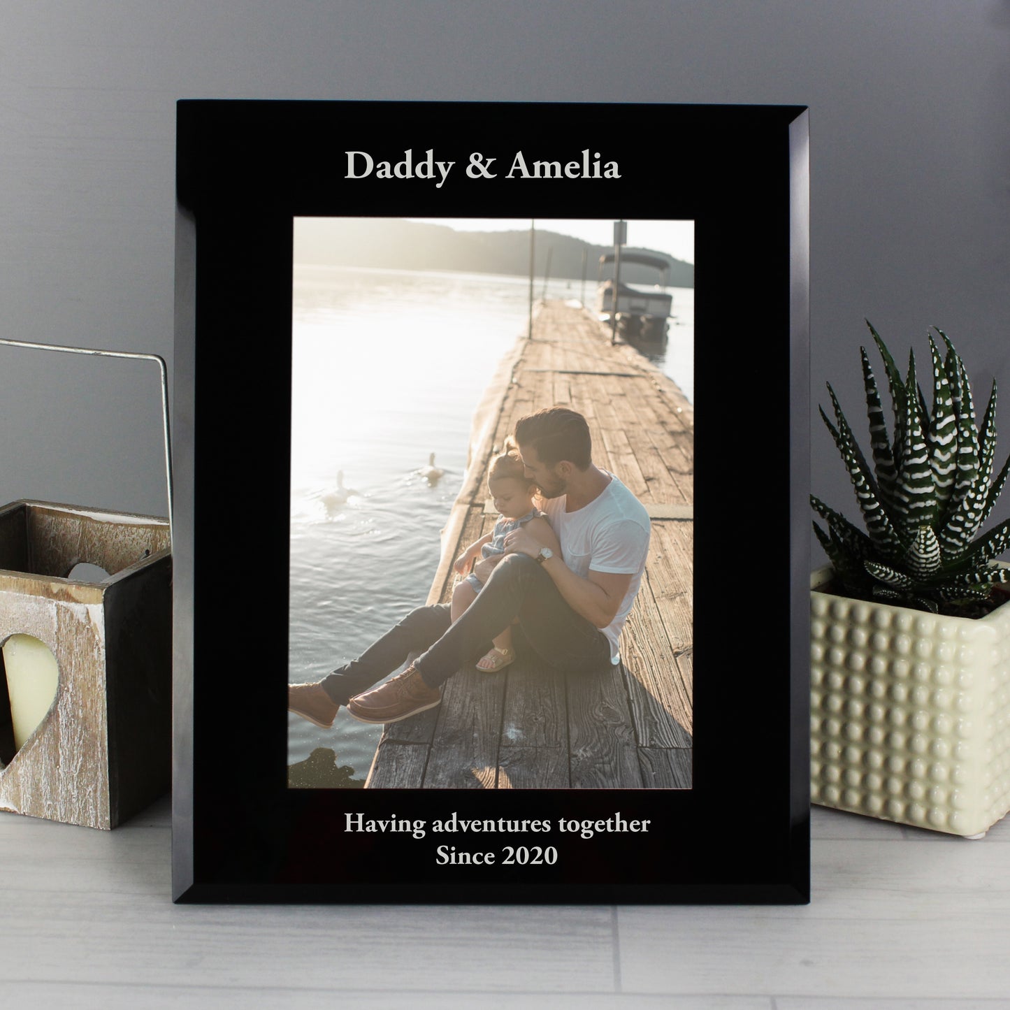 Personalised 5x7 Black Glass Photo Frame - MK&JD Gifts