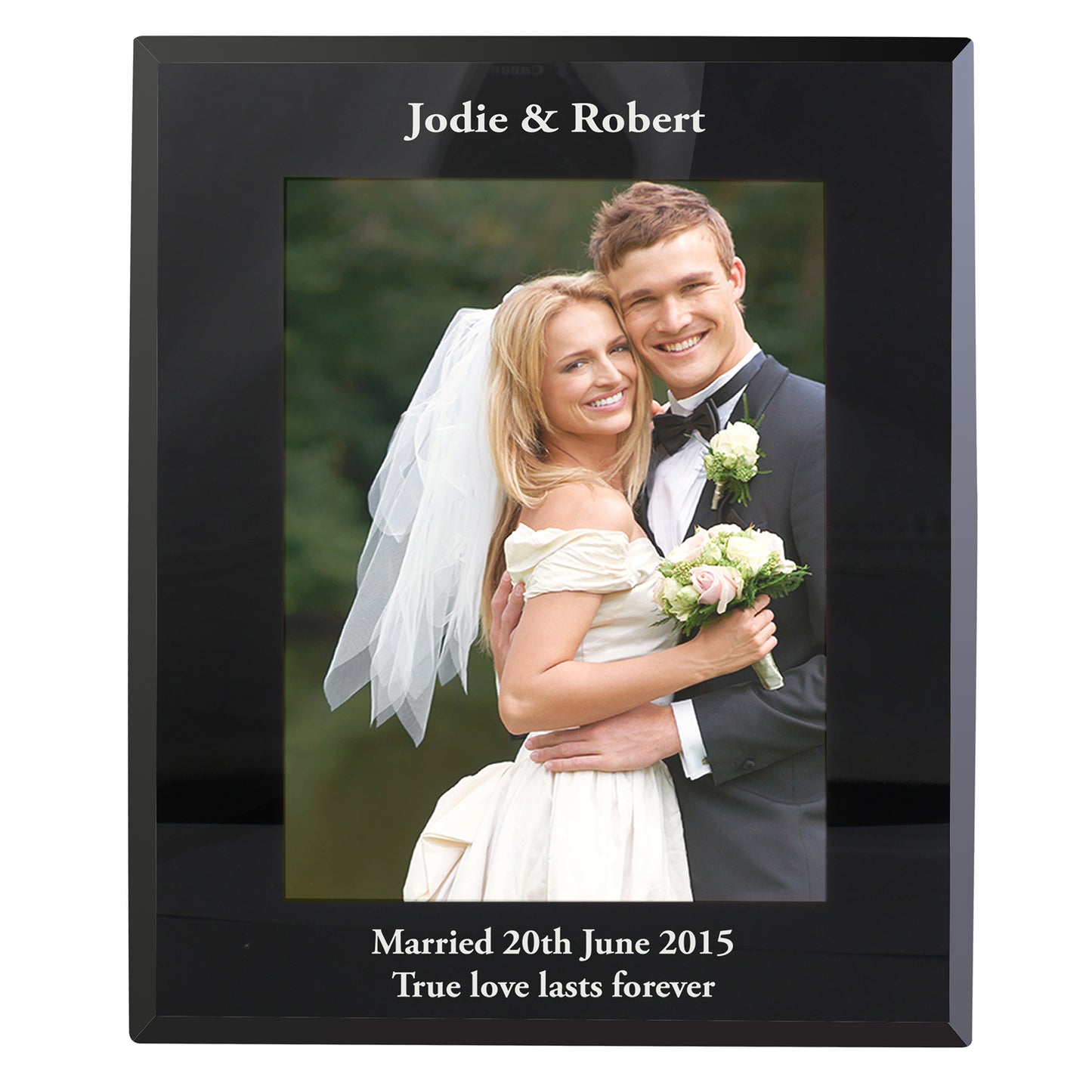 Personalised 5x7 Black Glass Photo Frame - MK&JD Gifts
