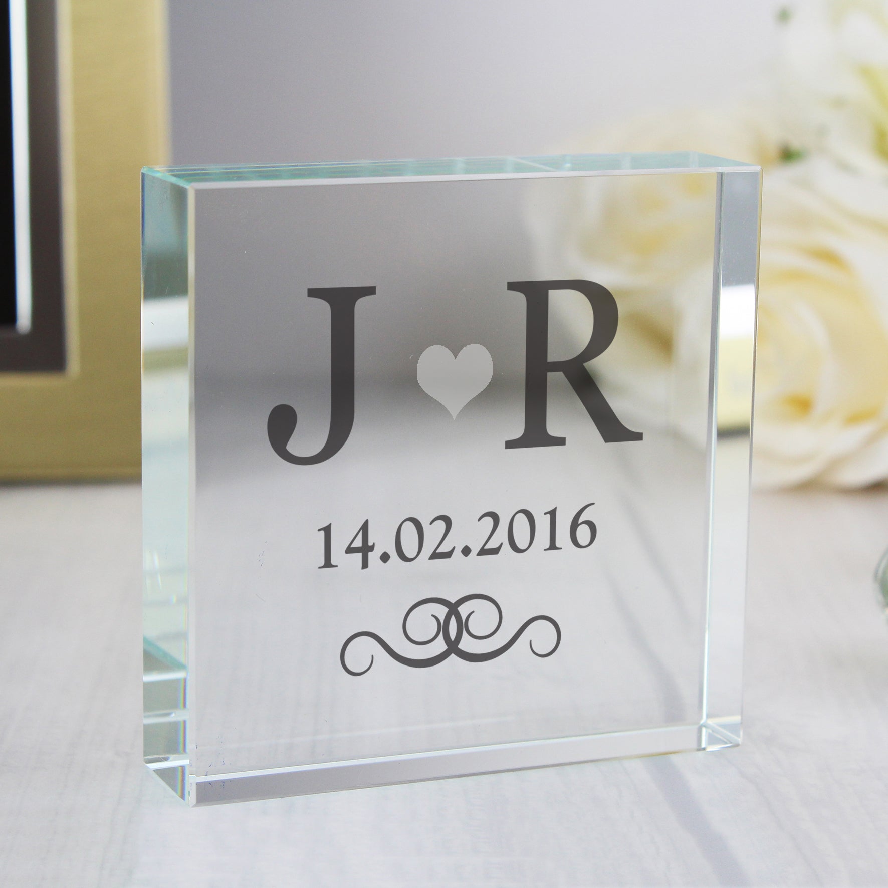 Personalised Silver Monogram Crystal Token - MK&JD Gifts