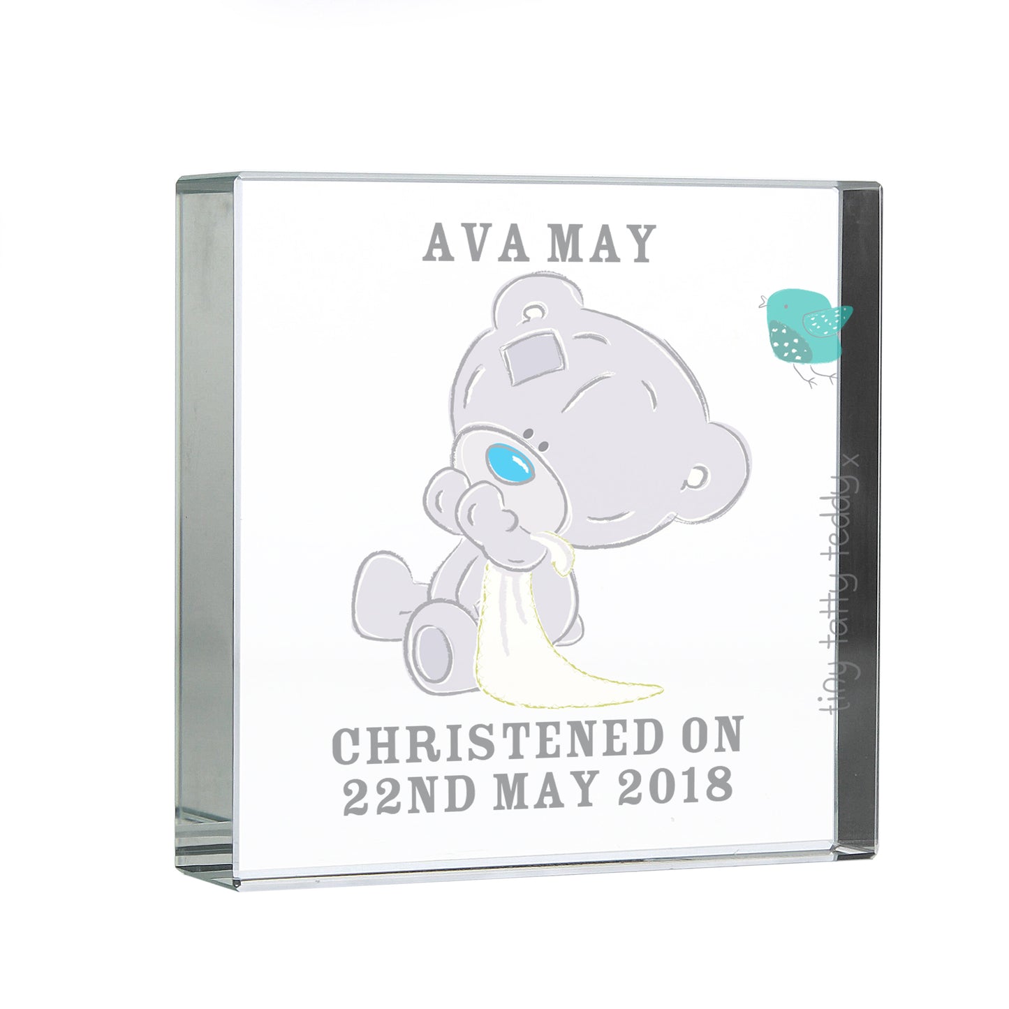 Personalised Tiny Tatty Teddy Christening Crystal Token - MK&JD Gifts