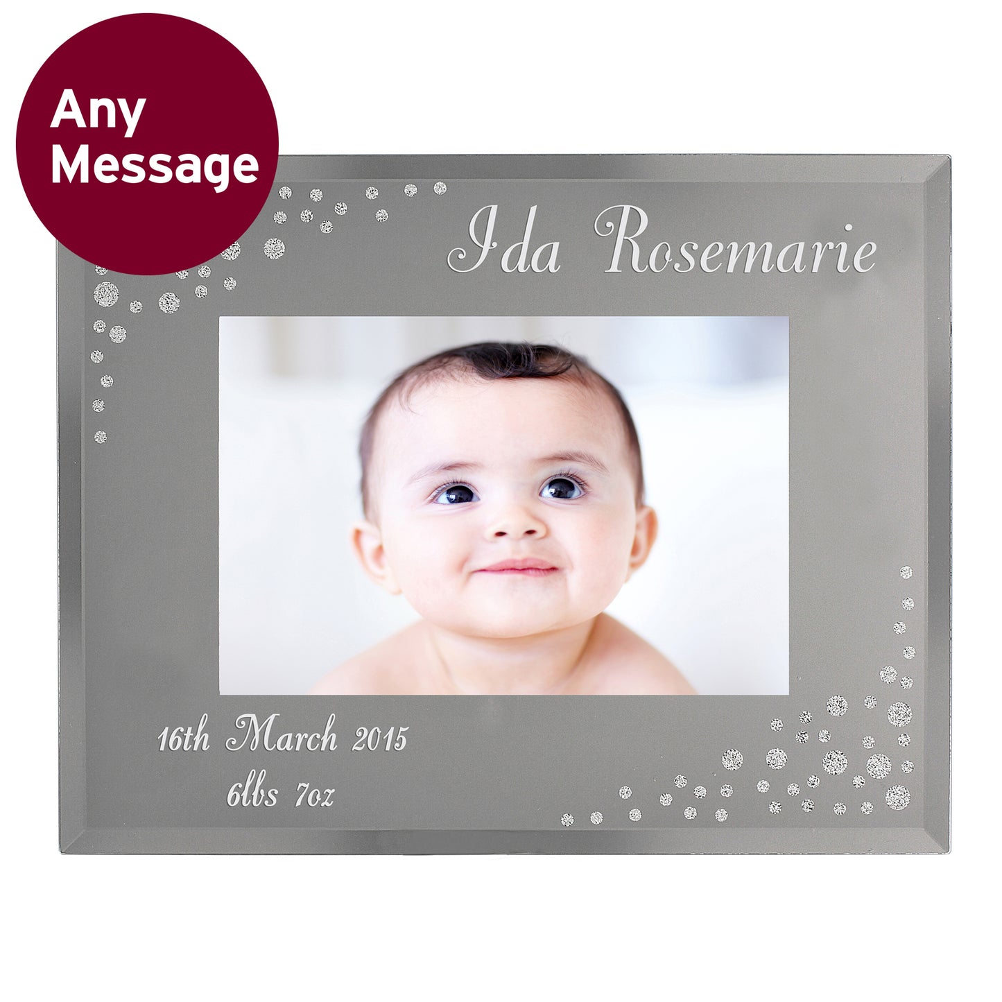 Personalised Any Message 6x4 Landscape Diamante Glass Photo Frame - MK&JD Gifts