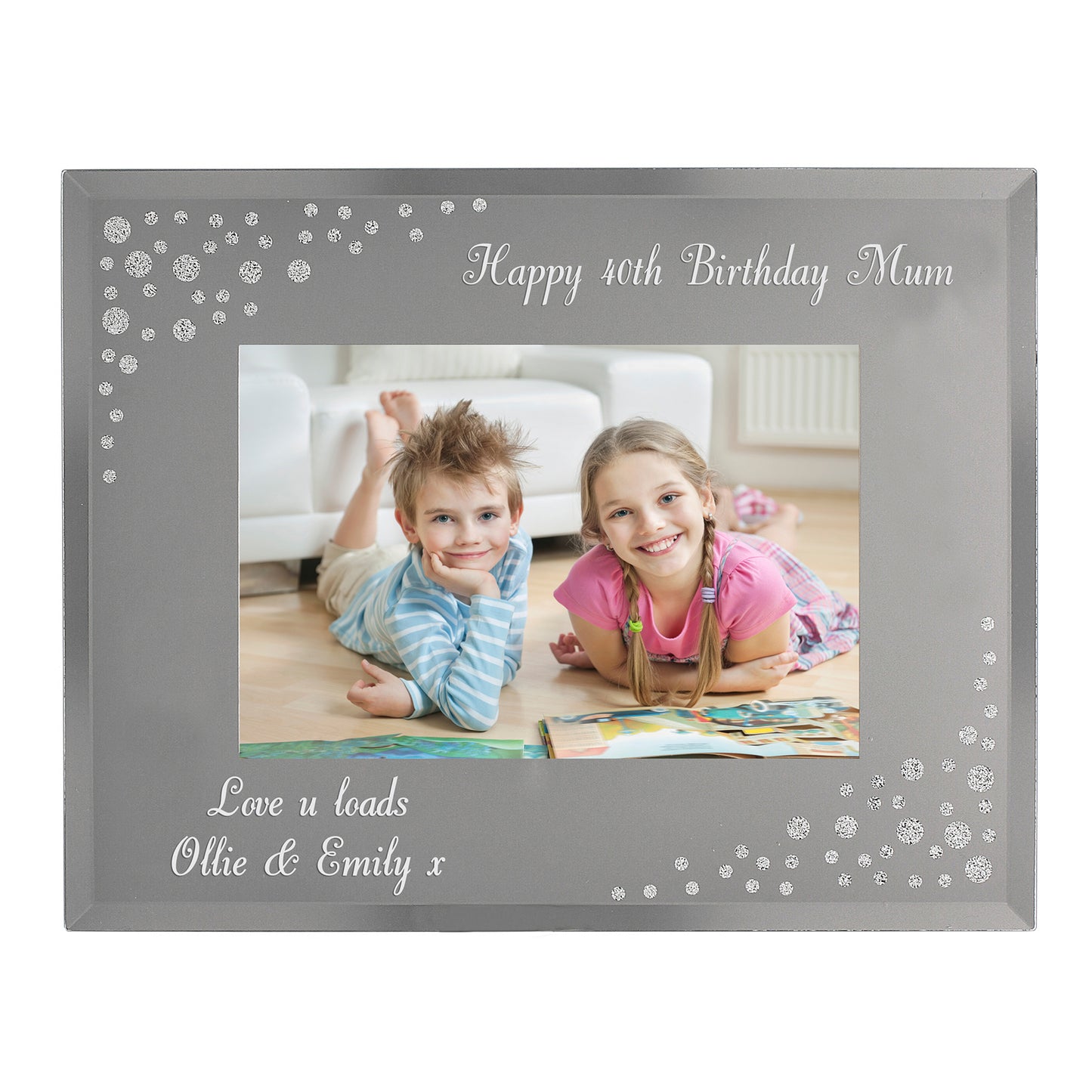 Personalised Any Message 6x4 Landscape Diamante Glass Photo Frame - MK&JD Gifts
