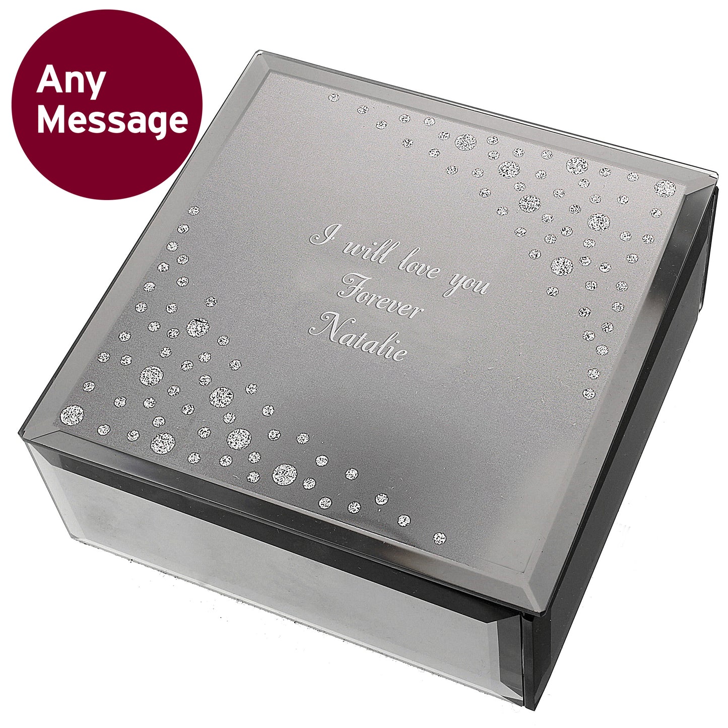 Personalised Any Message Diamante Glass Trinket Box - MK&JD Gifts