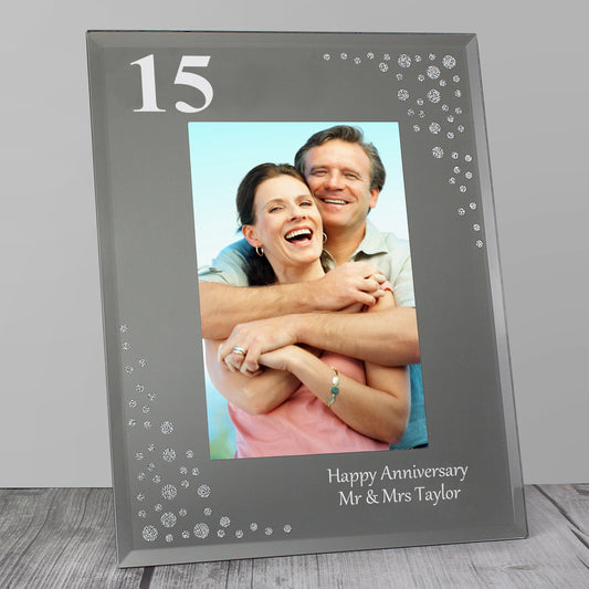Personalised Big Age 6x4 Diamante Glass Photo Frame - MK&JD Gifts