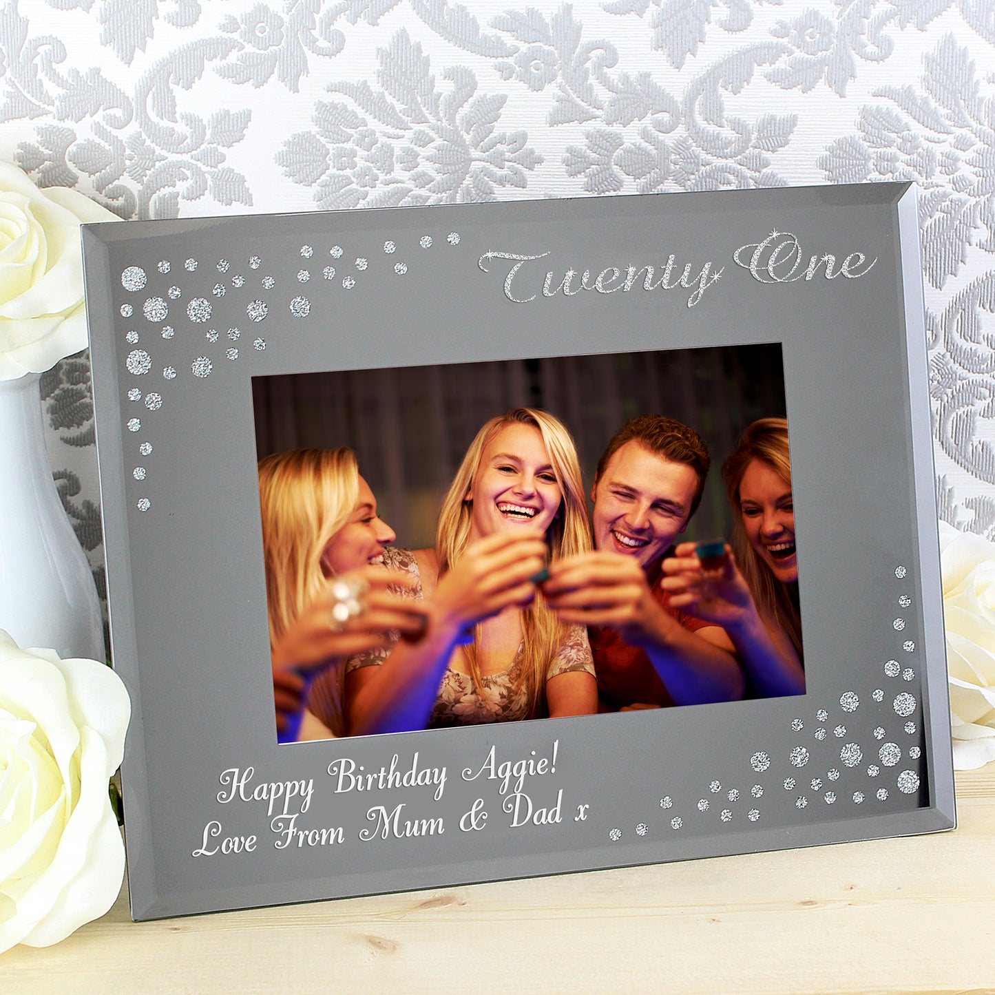 Personalised Twenty One Diamante 6x4 Glass Photo Frame - MK&JD Gifts