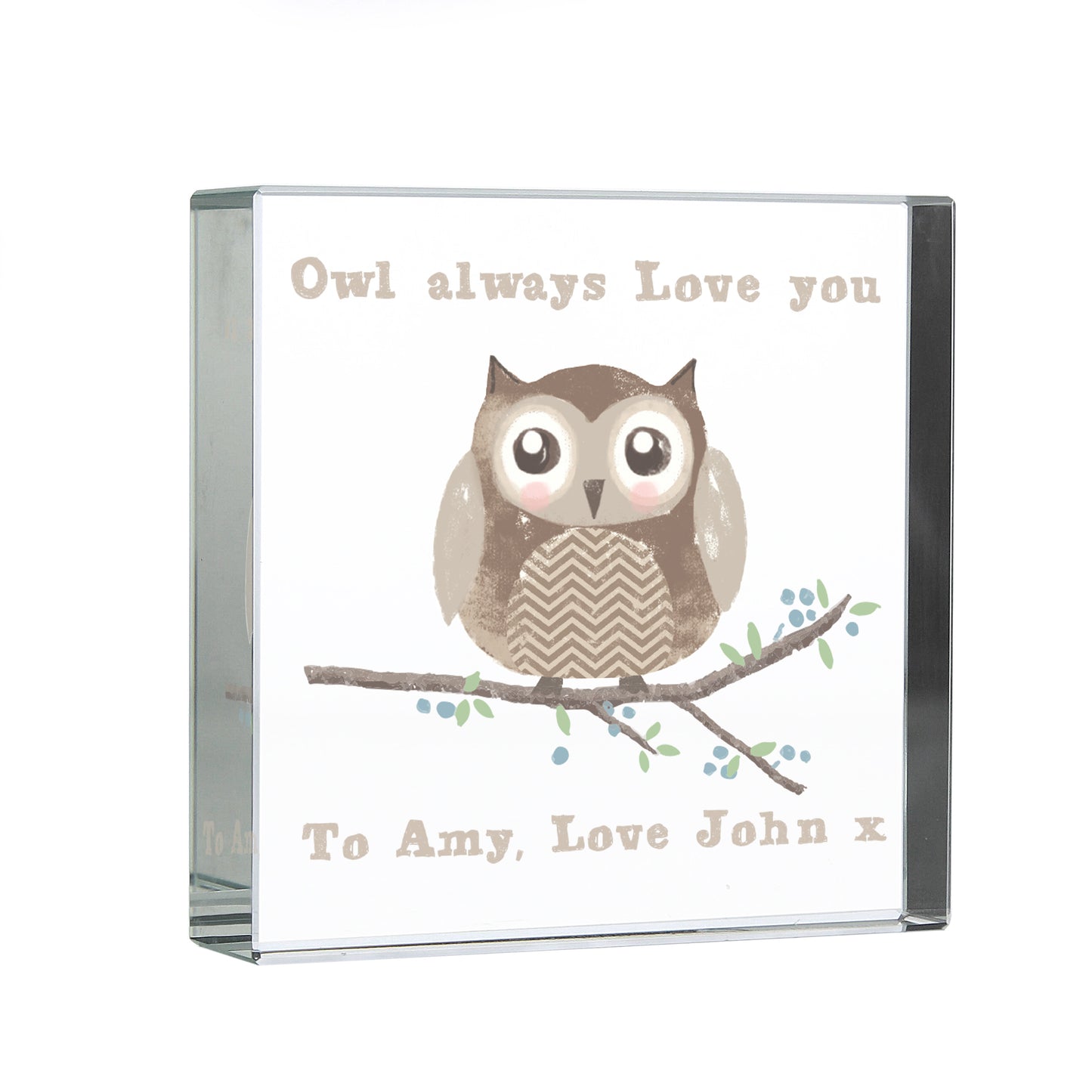 Personalised Woodland Owl Crystal Token - MK&JD Gifts