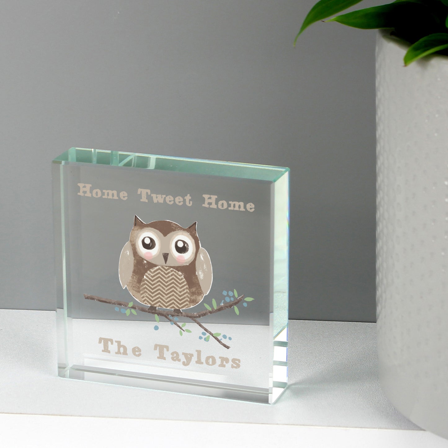Personalised Woodland Owl Crystal Token - MK&JD Gifts