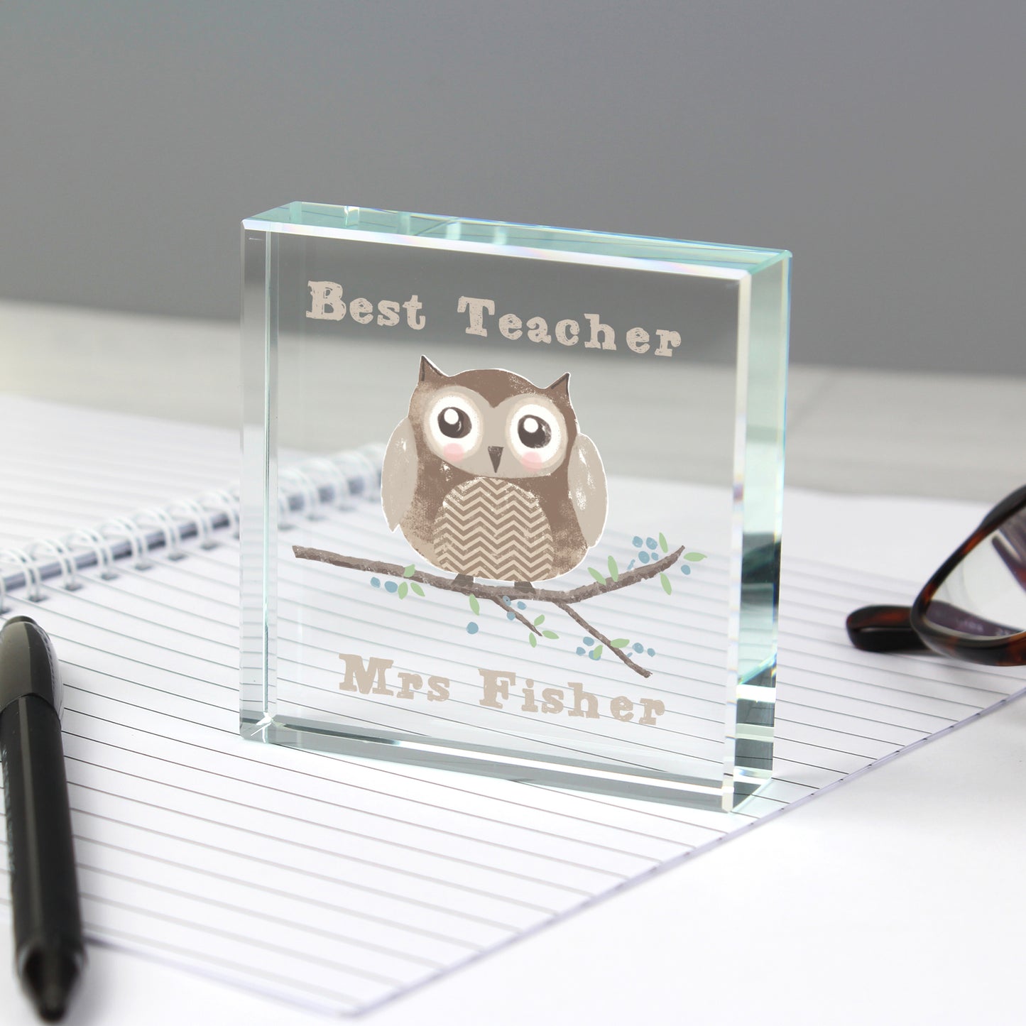 Personalised Woodland Owl Crystal Token - MK&JD Gifts