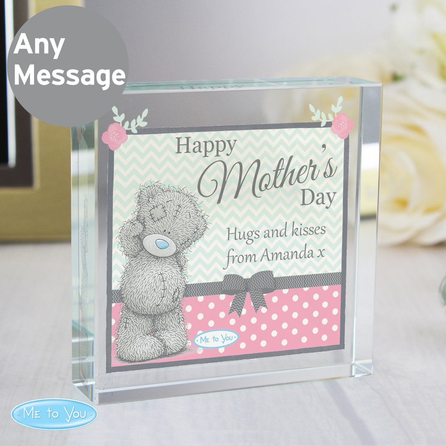 Personalised Me To You Pastel Polka Dot for Her Crystal Token - MK&JD Gifts