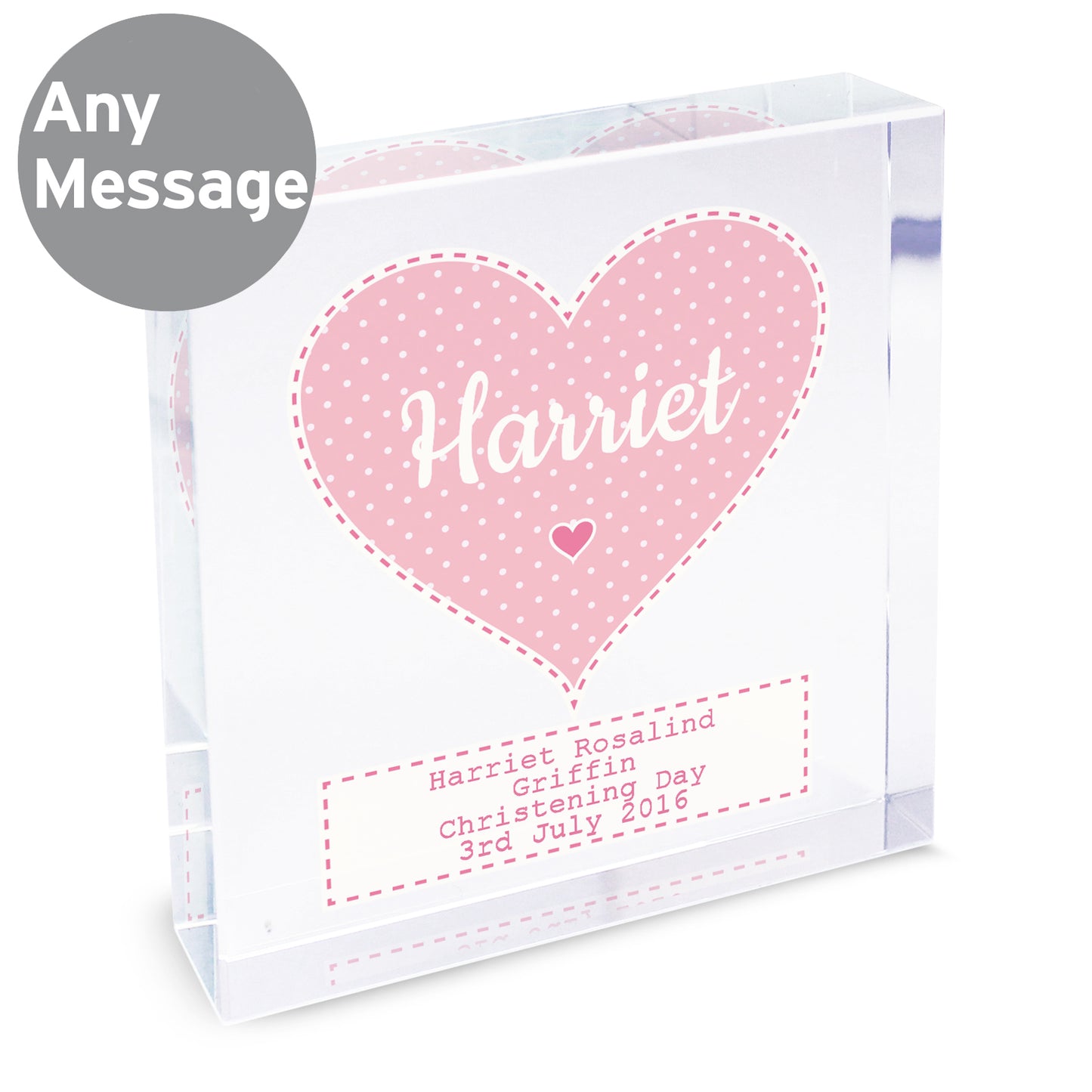 Personalised Stitch & Dot Baby Girl Crystal Token - MK&JD Gifts