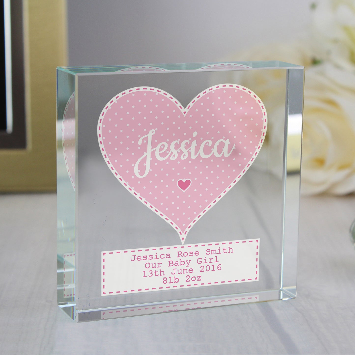 Personalised Stitch & Dot Baby Girl Crystal Token - MK&JD Gifts