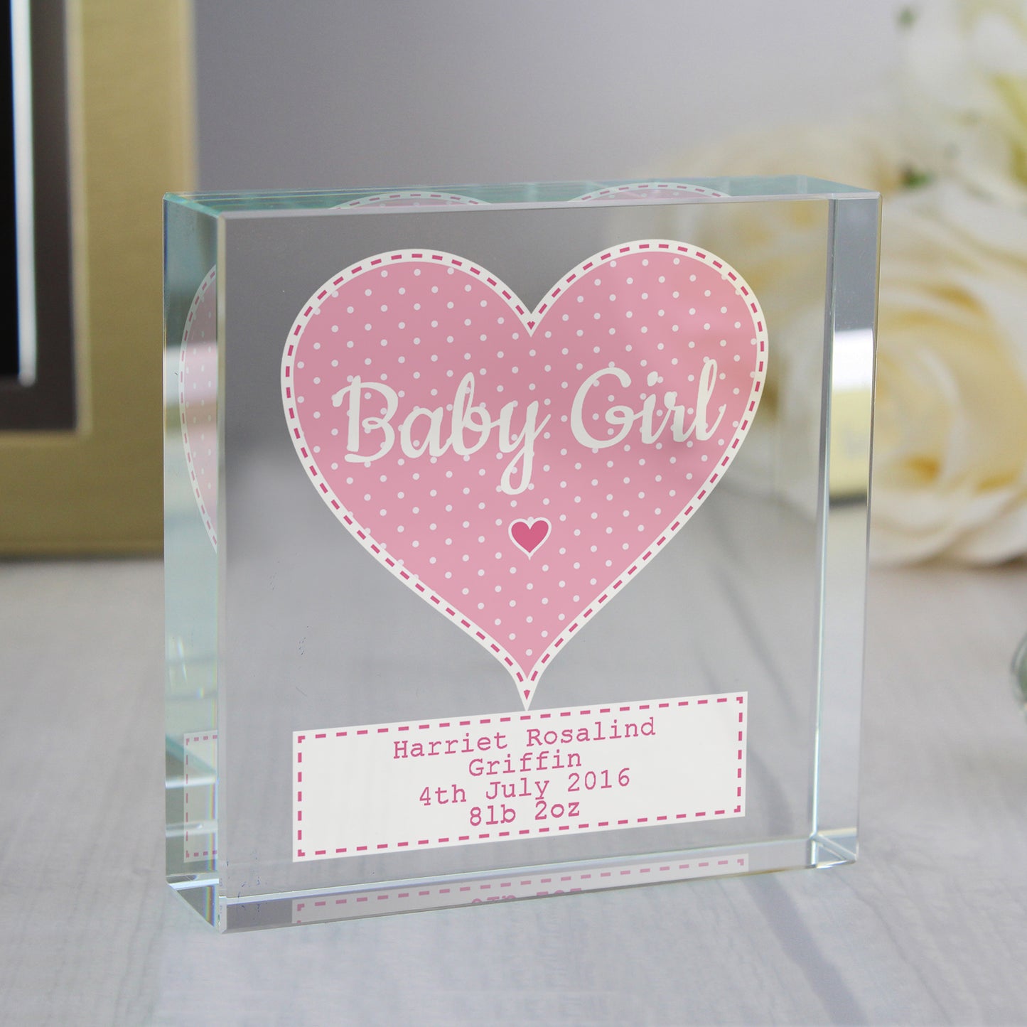 Personalised Stitch & Dot Baby Girl Crystal Token - MK&JD Gifts