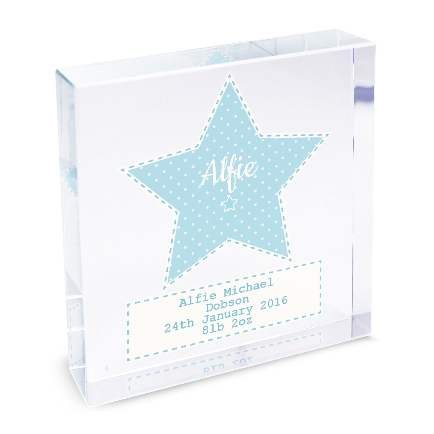 Personalised Stitch & Dot Baby Boy Crystal Token - MK&JD Gifts