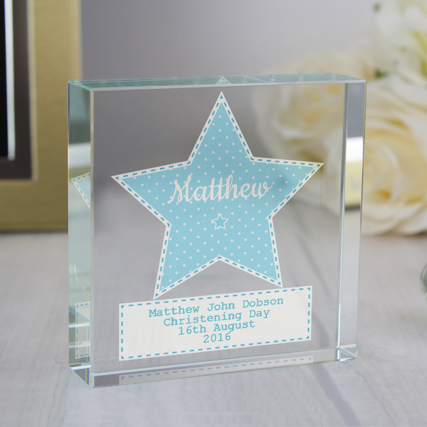 Personalised Stitch & Dot Baby Boy Crystal Token - MK&JD Gifts