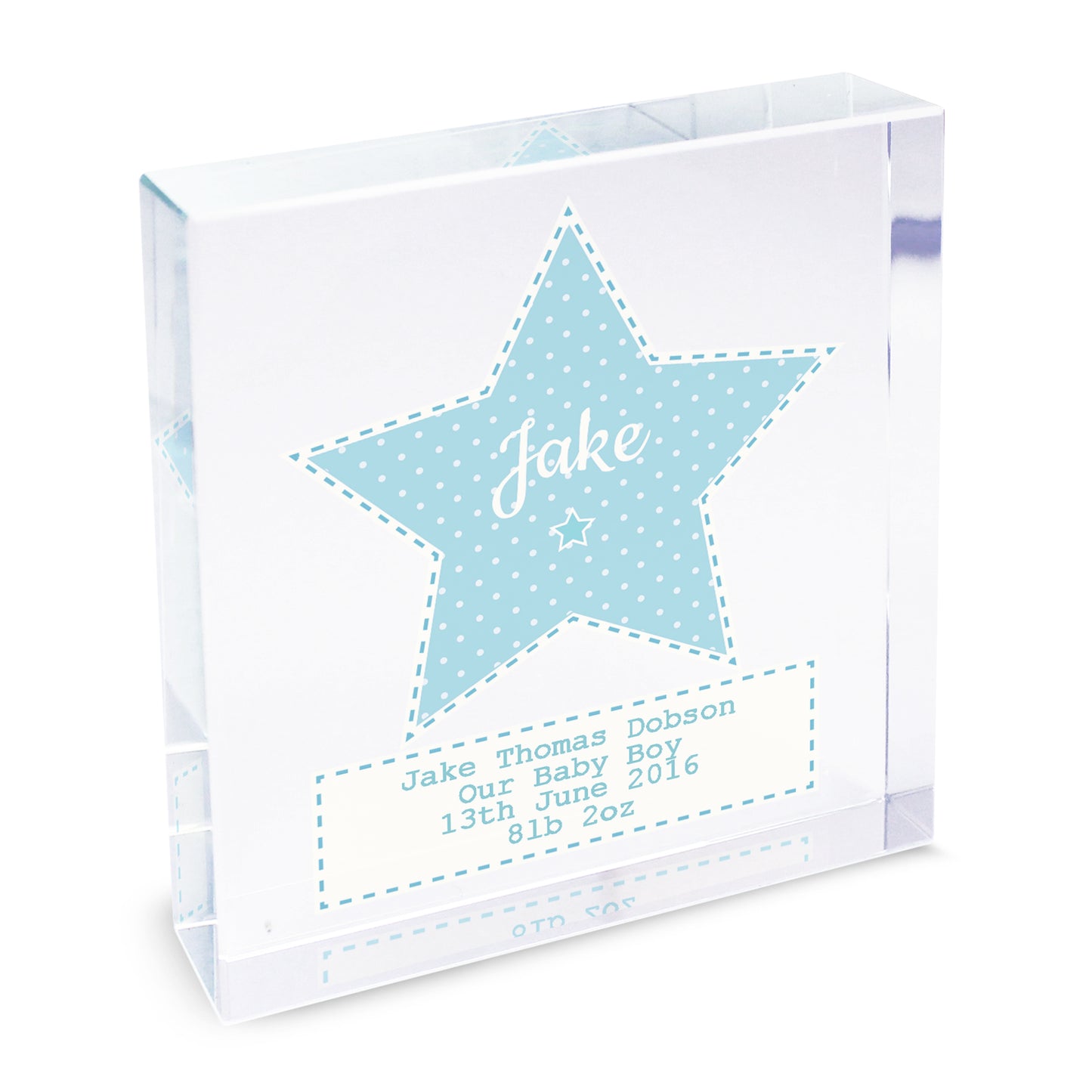 Personalised Stitch & Dot Baby Boy Crystal Token - MK&JD Gifts