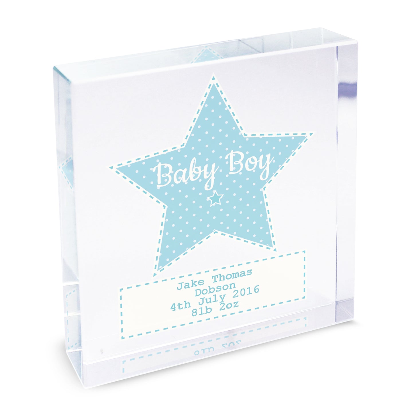 Personalised Stitch & Dot Baby Boy Crystal Token - MK&JD Gifts