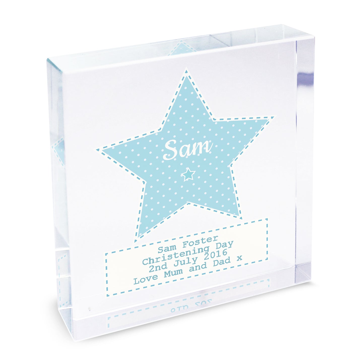 Personalised Stitch & Dot Baby Boy Crystal Token - MK&JD Gifts