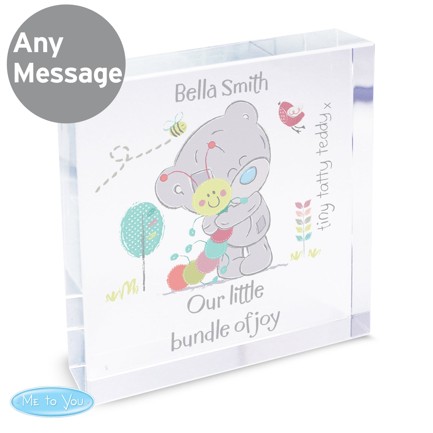 Personalised Tiny Tatty Teddy Cuddle Bug Crystal Token - MK&JD Gifts